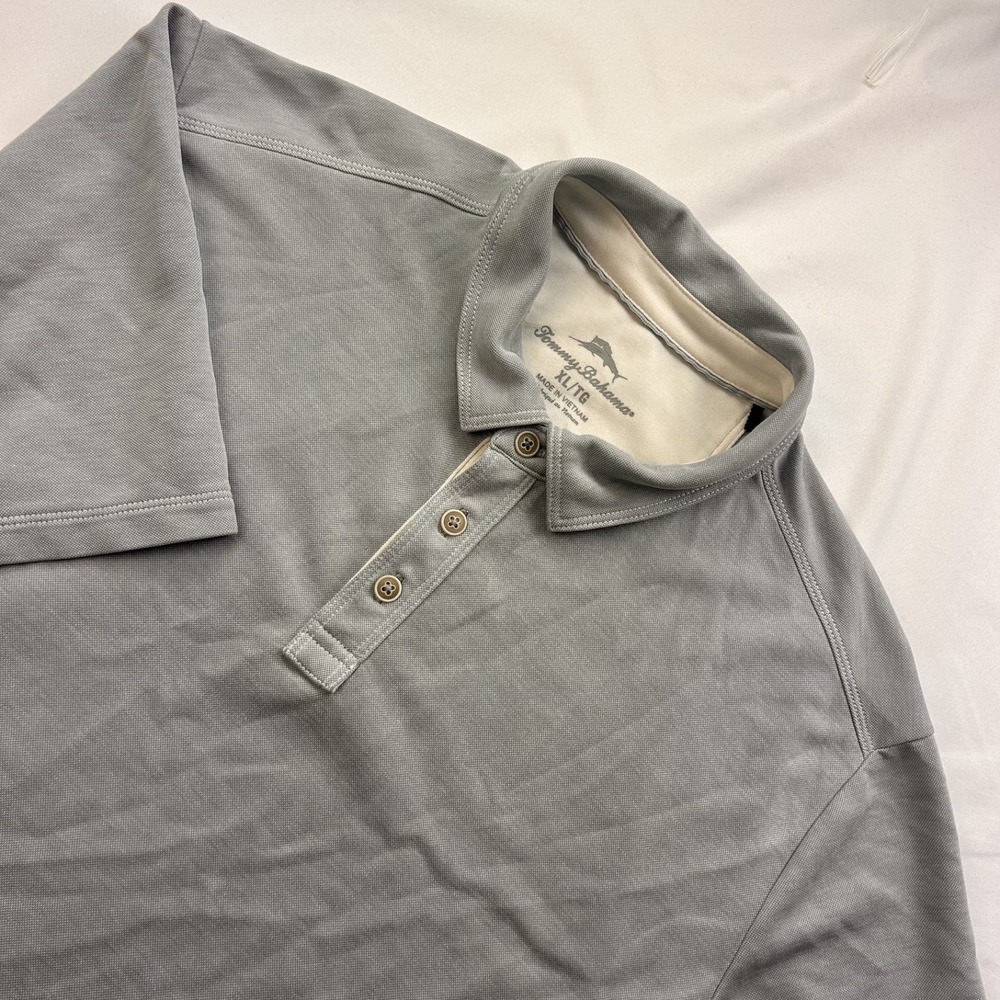 Tommy Bahama Men Blue Grey Tencel Short Sleeve Polo Shirt XL